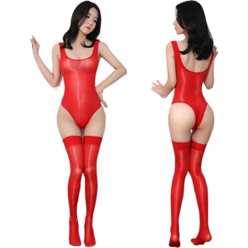 Black Glossy Transparent Bodysuit Sexi Women Catsuit Sexy Lingerie Set Mesh Erotic Underwear Sex See Through Nylon Bodystockings