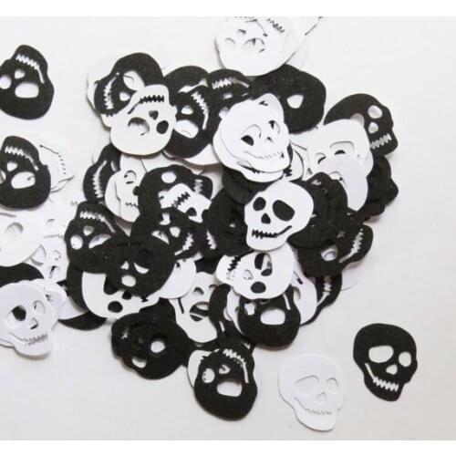 Black Glitter and White Skulls - 1" Inch Halloween Spooky Shape Party Decor Die Cuts Cards cft Table decor scrapbook Confettis