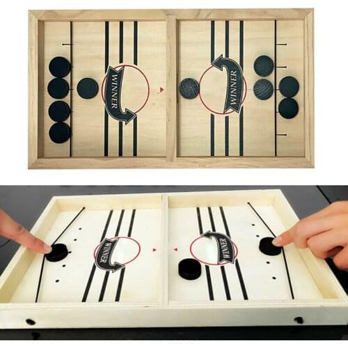 Wooden Toy Fast Catapult Hockey Chess Bumper Chess Parent-child Interactive Game Table Desktop Battle 2 In 1 Ice Hockey Game Toy