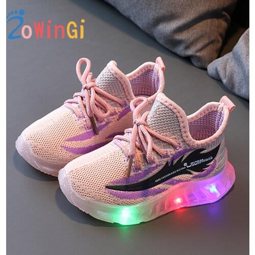 Size 21-30 Glowing Sneakers Children Sport LED Shoes Girls Boys Antislip Running Baby Toddler Breathable Shoes Luminous Sneakers