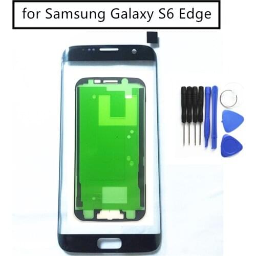 For Samsung Galaxy S6 Edge G925F Touch Screen Front Glass Touch Panel Cover Front Outer Glass Lens Repair Parts + 3M Glue