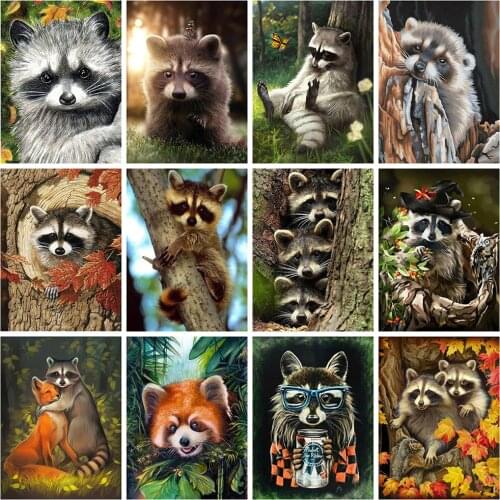 Evershine Diamond Painting Raccoon Full Square Diamond Embroidery Animals Pictures Of Rhinestones Mosaic Crafts Home Decor