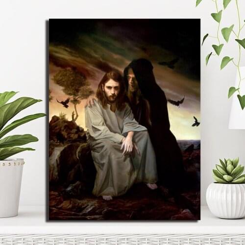 Jesus In Matthews Temptation Story Canvas Prints Picture Modular Religious God Paintings For Living Room Poster Wall Home Decor