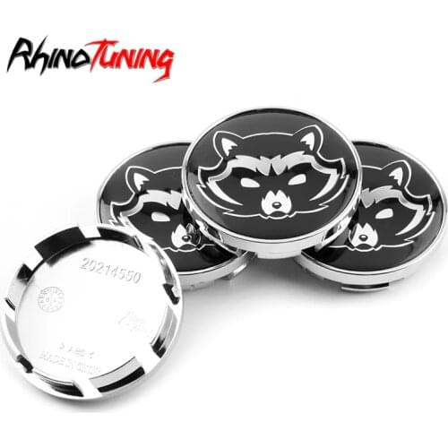 4pcs 61mm 55mm Car Wheel center Hub caps for rims Sliver Raccoon pattern Wheels Centre Hubcaps Cover Auto Styling Accessories