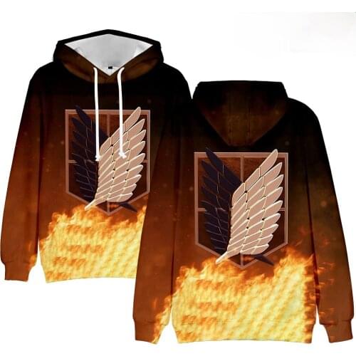 Cosplay Attacking Giant Animation Peripherals Floral Print New Harajuku Style Couple Casual Sweater Hooded Fashion Jackets Coat