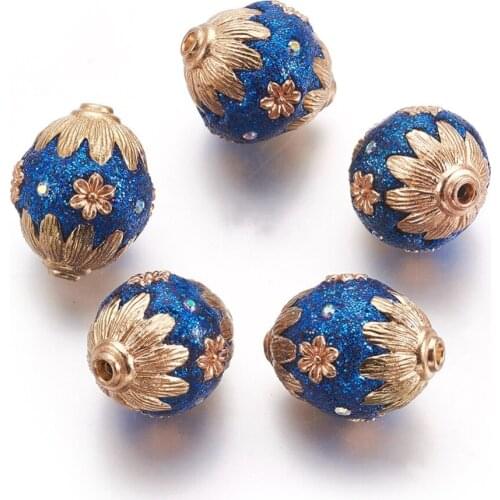 5pcs Indonesia Alloy Round Bead For DIY Jewelry Making Handmade bracelet necklace accessories 19~20x18~19mm, Hole: 2mm