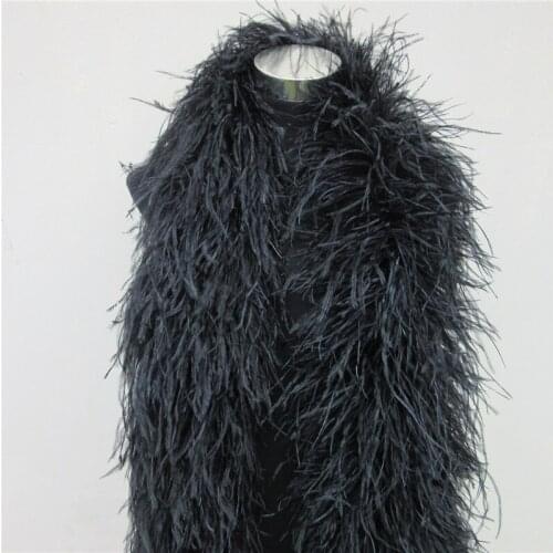 Hot Sale 6layer Beautiful Black Ostrich Feather Boa Feathers for Crafts Christmas Wedding Diy Home Jewelry Plumes Plume
