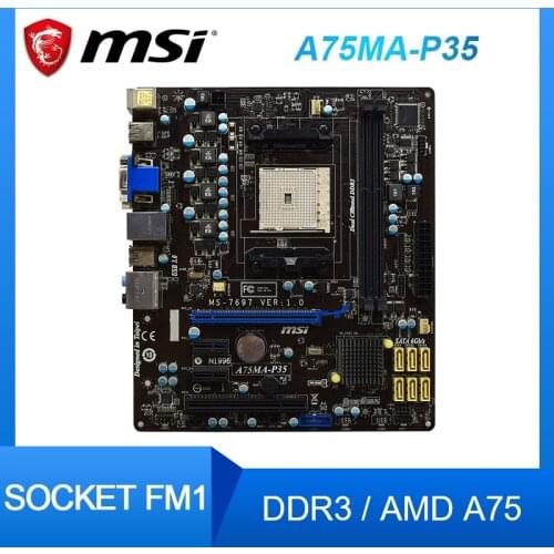 For MSI A75MA-P35 Original Desktop Motherboards For Socket FM1 DDR3 AMD A75 SATA3 USB 2.0 USB 3.0 Micro ATX 16GB used motherbo