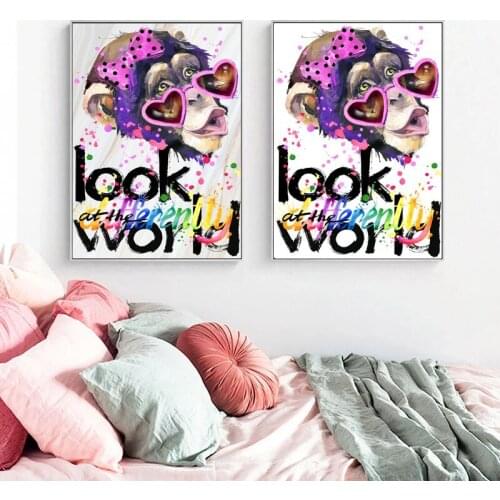Lovely Animal Graffiti Art Monkeys Canvas Painting Wall Art Posters Prints Wall Pictures for Living Room Wall Cuadros Home Decor