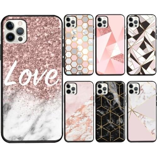 Geometric Gold Marble Soft Cover For iPhone 12 11 Pro Max X XR XS Max 5S SE 2020 8 7 Plus 12 Mini Phone Case