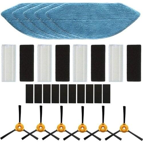 Accessory Kit for Ecovacs Deebot U2 DGN22 Robot Vacuum Cleaners, 6 Side Brushes, 5 Wipes, 4 Filters, 10 Magic Stickers