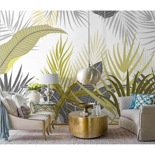 Custom wallpaper Nordic hand-painted small fresh tropical plant banana indoor study background wall wall papers home decor