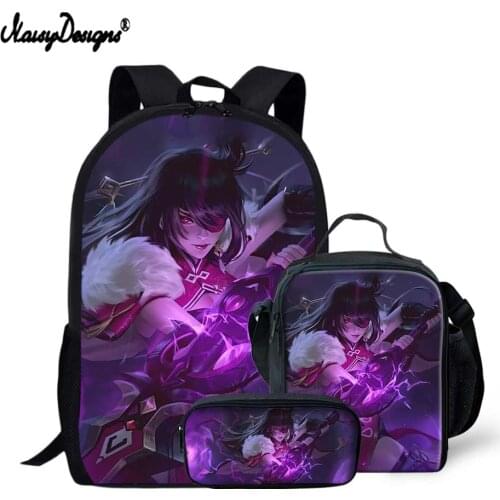 NOISYDESIGNS 2021 New Backpack Schoolbag For Teenage Girl Boy Fashion Anime Genshin Impact Printed Bagpack with Lunch Pencil Bag
