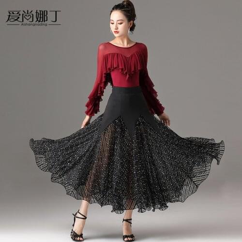 2021New Modern Dance Top Skirt New National Standard waltz dance practice competition performance swing skirt