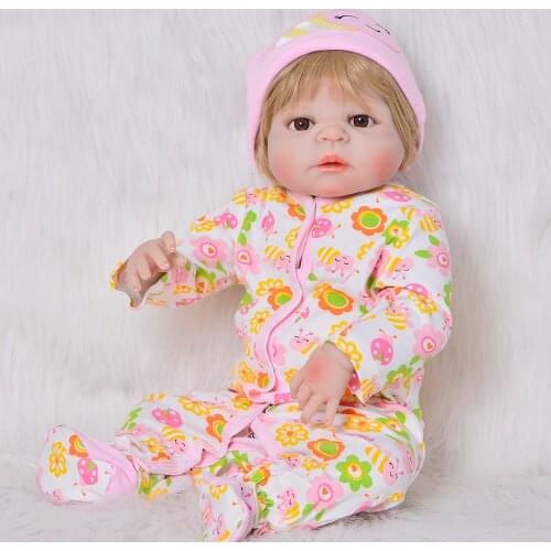 New Lifelike Reborn Baby Dolls 23" Full Silicone Vinyl Girl Babies Blonde Wig Newborn Doll Gift Toys Xmas Birthday Presents