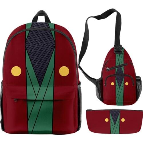 Backpack 3 Piece Set Japan Anime 3D Printed Oxford Waterproof Large Capacity Teenager Boys Girls Students Scholol Bag