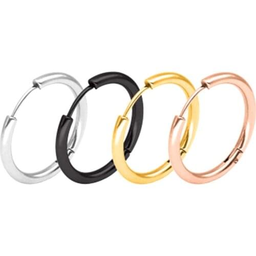 1 Pc Punk Stainless Steel Hoop Earrings Simple Style Circle Hoop Earring K Fashion Earrings For Women Man Jewelry