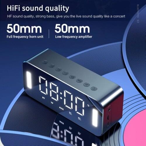 LED Digital Alarm Clock Bluetooth Wake Up FM Radio Emperature Display Speakers Mobile Phone Holder Multi-function Clocks