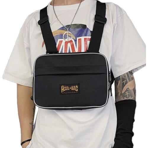 Streetwear Chest Bags Tactical Vest Hip Hop Style Men Bag 2020 New Unisex Fashion Punk Reflective Strip Chest Rig Bag