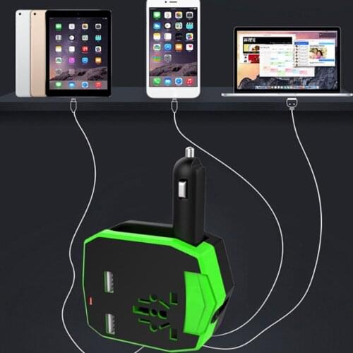 Universal Cars Convertor Multifunctional USB Autos Charger Adapter Quick Charging 100-250V AC For Electronic Digital Products