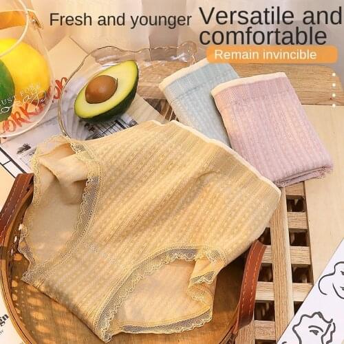 Womens Cotton Uderwear Sexy Lace Panties Fashion Comfortable Briefs Mid Waist Seamless Underpants Female Sexy Lingerie