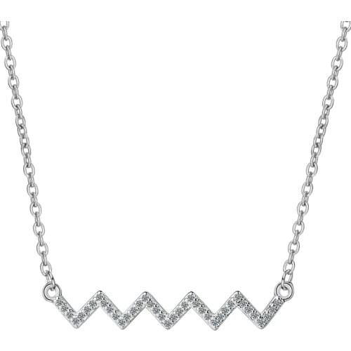 KOFSAC New Fashion Sterling Silver 925 Necklaces For Women Shiny CZ Charming Wavy Pendant Necklace Valentines Day Jewelry Gifts