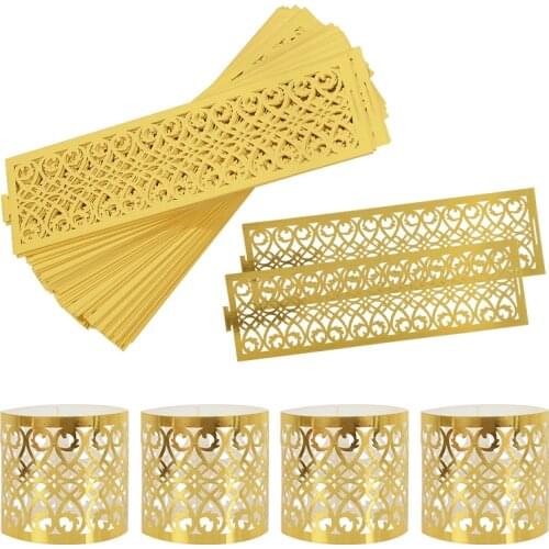 10/20pcs Rose Gold Napkin Holder West Dinner Towel Hollow Laser Cut Paper Serviette Rings Party Decor Wedding Table Decoration