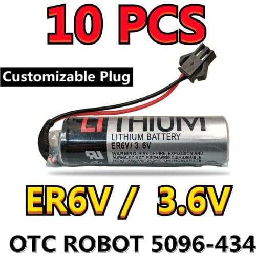 10PCS NEW Original ER6V For OTC 5096-434 ROBOT Encoder 3.6V 2000mAh PLC Battery With Black SM-2P Connector (Customizable Plug)