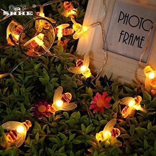 Battery Operated 10leds 20leds 30leds 40leds Bee Shaped led String Lights Christmas Holiday Party Garden Decorative Fairy Lights