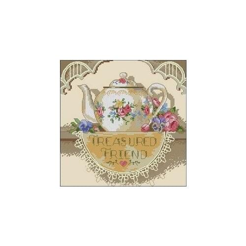 14/22/25ct FREE delivery hot sell counted cross stitch kit treasured friend teapot for father Dim 6904