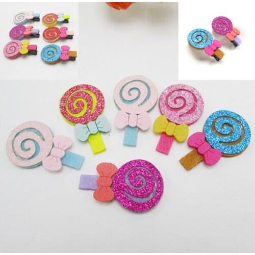 25pcs /lot Sew On Glitter Lollipop Felt Patches For Clothes 3.5x2cm Childrens hair accessory