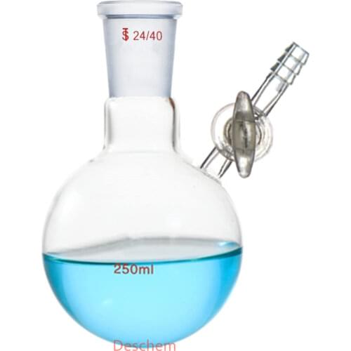 250ml 24/40 Glass Reaction Flask Bottle W/Glass Stopcock Lab Glassware