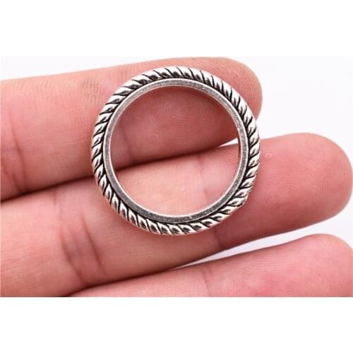 28mm 6pcs Antique Silver Plated Ring Charms Pendant For DIY Necklace Bracelet Jewelry Accessories