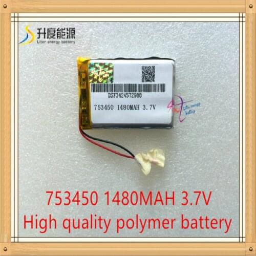 3.7V,1480mAH 753450 753550 ( polymer lithium ion / Li-ion battery )for model aircraft,GPS,mp3,mp4,cell phone,speaker,bluetooth