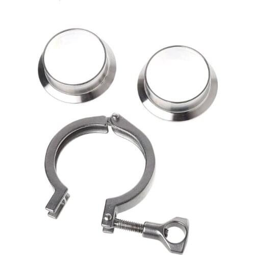 51mm 2" OD SS304 Sanitary Pipe Weld Ferrule + Tri Clamp + PTFE Gasket Set 85DA