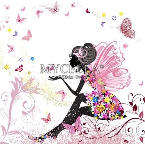 5D DIY Diamond Painting Cross Stitch Set Embroidery Cartoon Beauty Flower Fairy Full Round Rhinestones Wall stickers Pictures