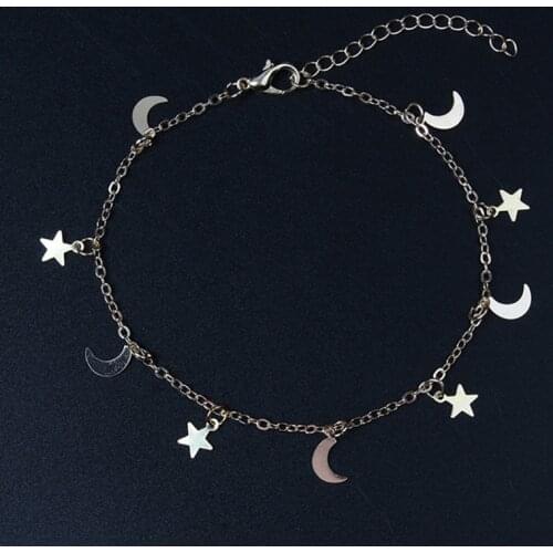 2021 New Simple Star Moon Leg Chain Anklet Bohemian Vintage Footwear Summer Ocean Beach Ankle Bracelet Foot Jewelry Wholesale