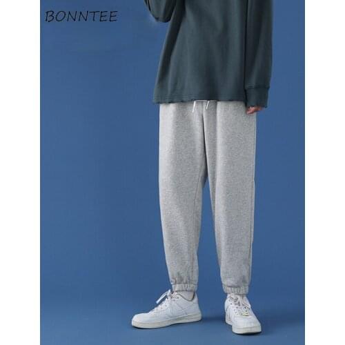 Pants Men Solid Plus Size 3XL Baggy Fall Elastic Waist Bundle Feet Casual Mens Trousers Fashion Korean Style All-match Jogger