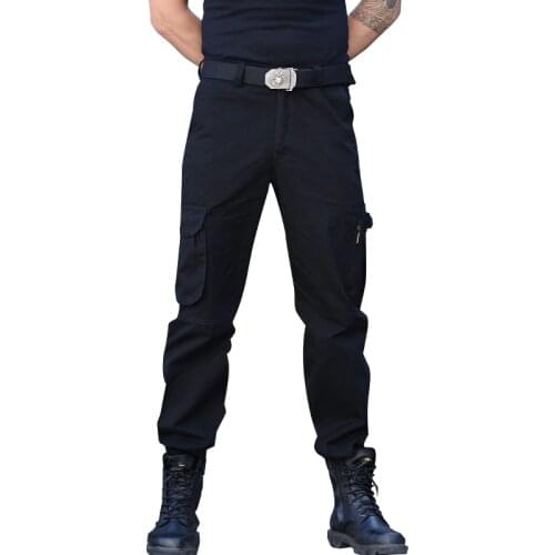 Black Cotton Tactical Trousers Sweatpants Women Outdoor Training Multi-Pocket Wear-Resistant SWAT Pants Loose Men Pants Overal