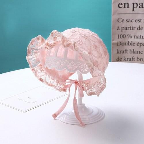 Panama Hat Children Lace Hollow Out Hundred Days Photo Decoration Hat Boy Lace Up Summer Cute Floral Baby Caps for 6-12 Months