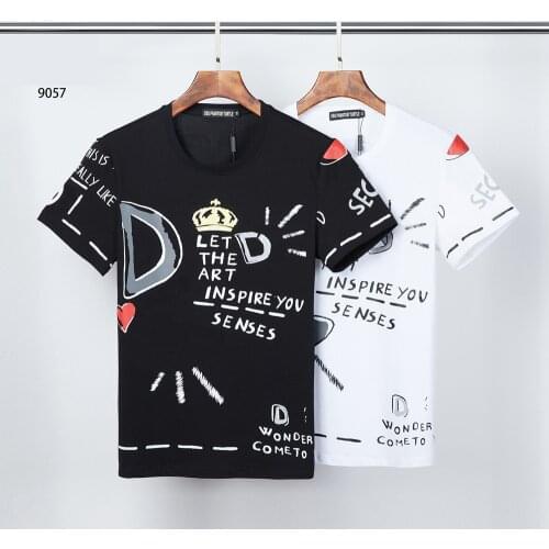 2021 Summer New T-shirt Men Fashion Print 100% Cotton T Shirts Breathable Quality Tees 9057