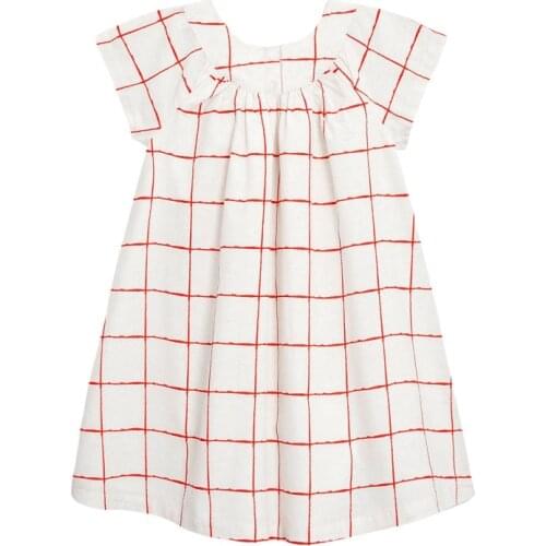 Little maven 2020 new summer baby girls clothes brand dress kids cotton plaid short sleeve button dresses S0689