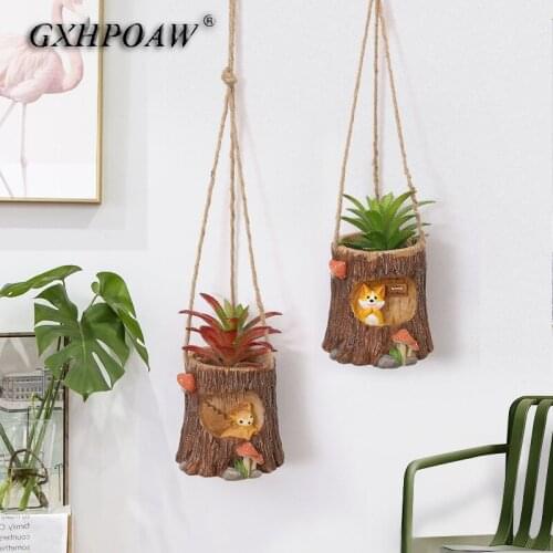 Cartoons Resin Hanging Basket lovely Animal Mini Personality Flower Pot Home Decoration Suspension Succulents Flowerpot Ornament