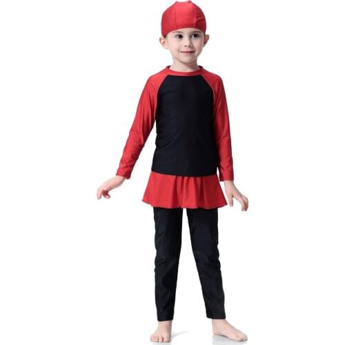 Muslim Swimwear Girls Burkini Modest Clothing Swimsuit Long Sleeve Women Islamic Swim Wear O Neck Modest Bathing Suit Hasema Kid