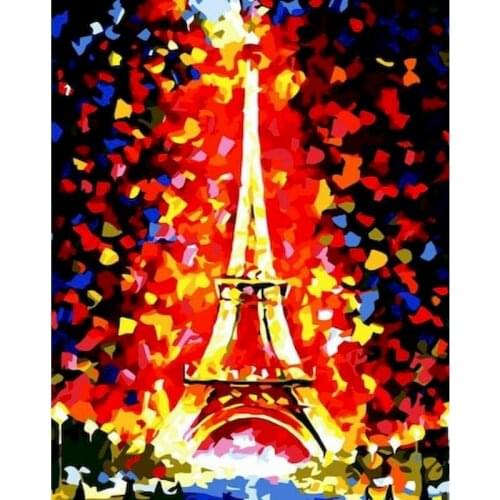 Gatyztory Abstract Tower Diy Painting By Numbers Handpainted Kits Landscape Canvas Colouring Wall Decor Frame
