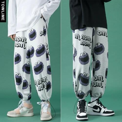2021 New Fashion Sweatpants Men Baggy Cute Cartoon Printed Casual Joggers Pants Couple Streetwear Punk Male Track Pants Trousers