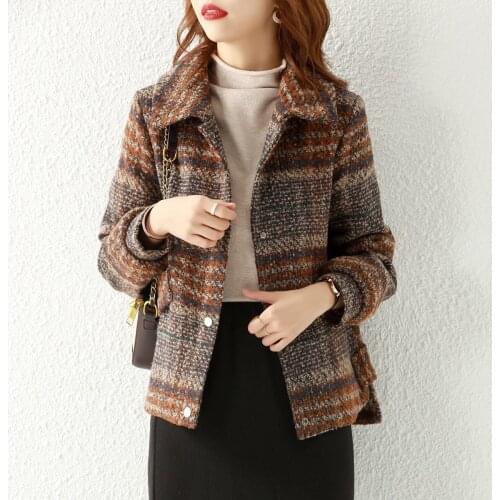 New Women Elegant Plaid Outwear Ladies Office Coat Korean Fashion Autumn And Winter Women Tops