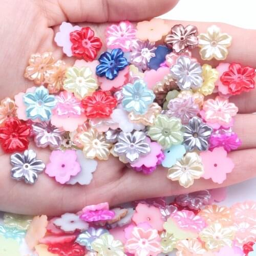 New Half Pearls 13mm Flatback Flower ABS Imitation Pearl 60/1000pcs Mixed Colors Ivory White DIY Nail Jewelry Decorations