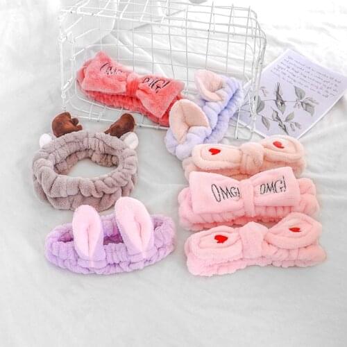 1Pcs Fashion Women Girls Rabbit Ears Hairband Elastic Headdress Hair Accessories Cotton Makeup Tools