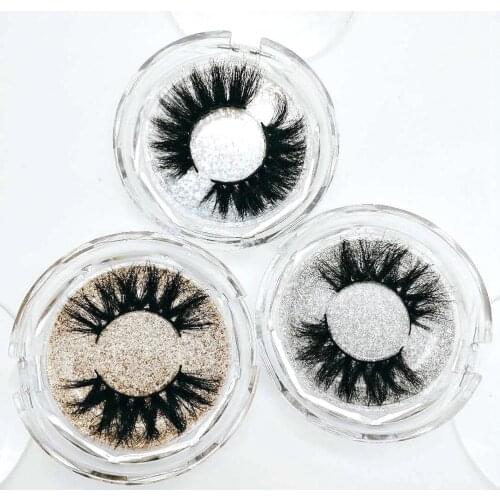 BLOOMINK Wholesale mink false eyelashes in bulk with transparent crystal box color cardboard can be customized round logo
